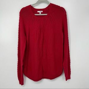 SONOMA RED SOFT LONG SLEEVE BRAIDED DESIGN SWEATER SMALL